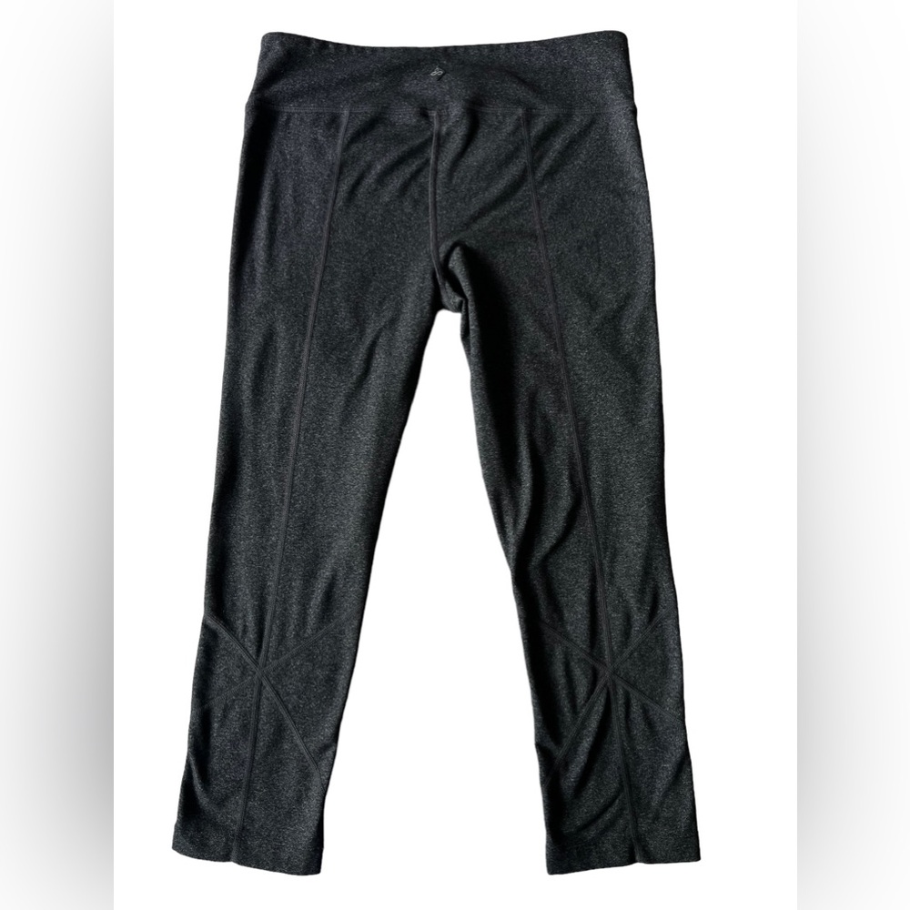 Prana Leggings Cropped Gray Crisscross Seams Size Medium - Picture 4 of 12